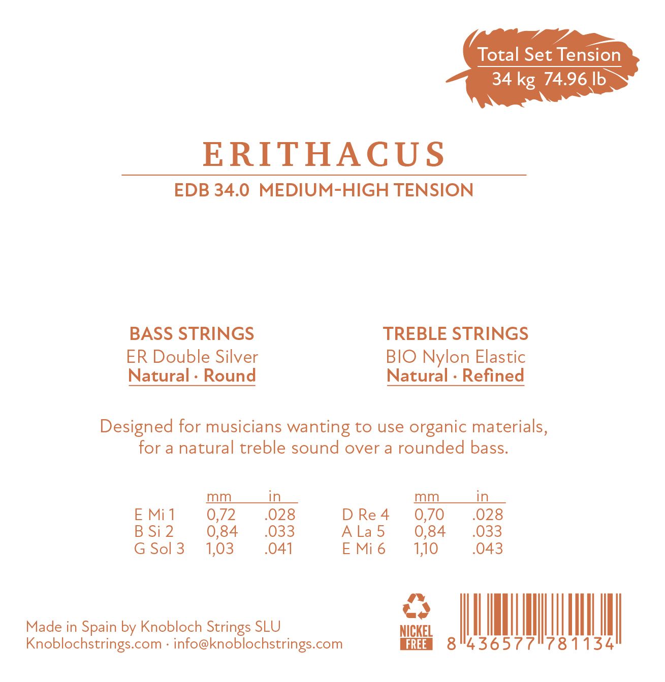 Gitarrensaiten - Knobloch Erithacus EDB 34.0